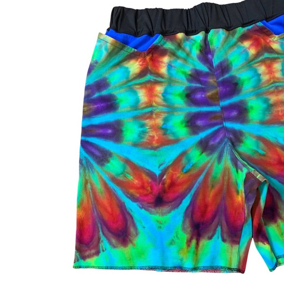 1 of 1 Custom Tie Dye Shorts, fits 32”-38” elastic waistband, reworked shorts - Picture 2 of 6